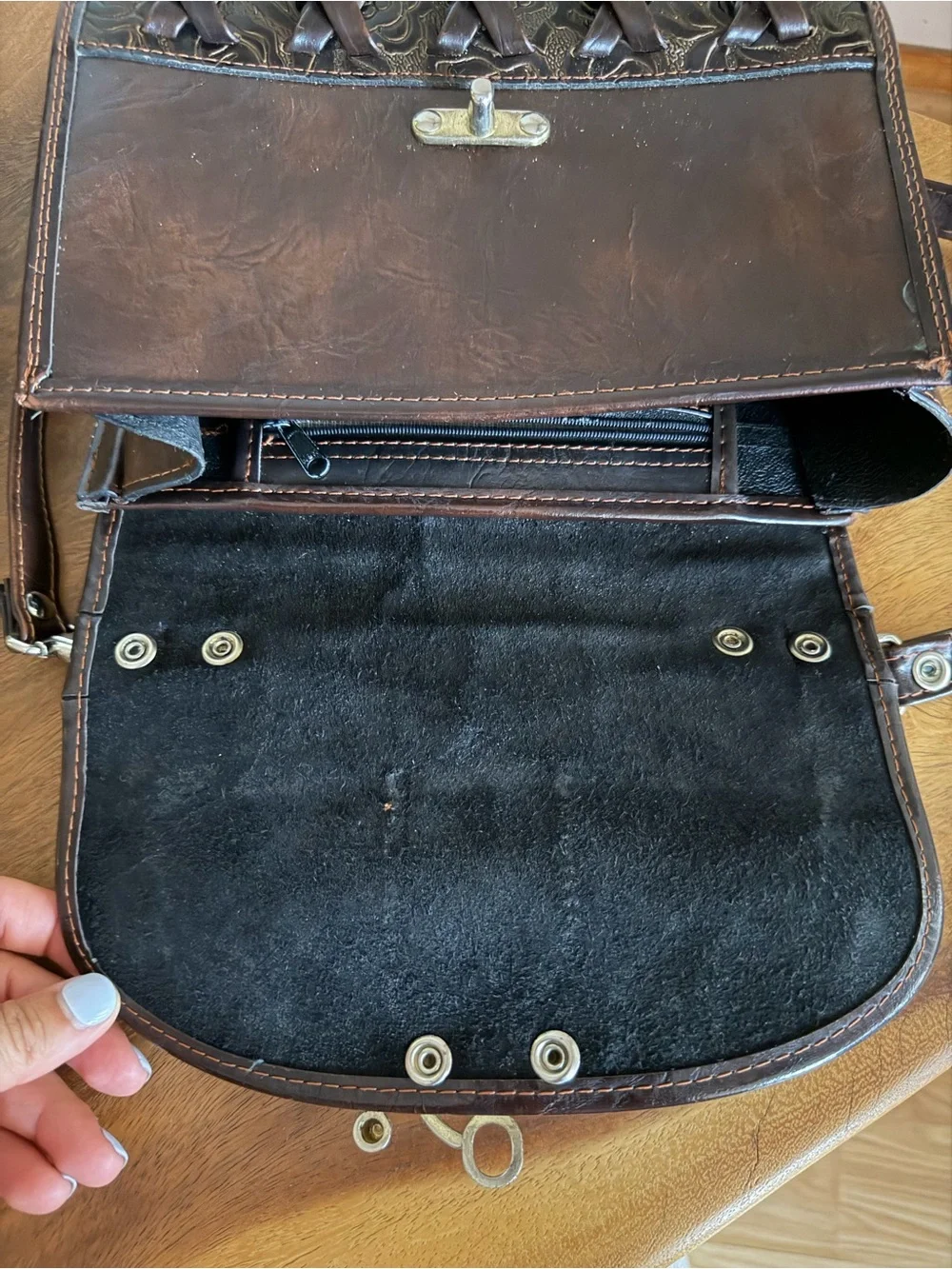 Dina Jordan Vintage Rose Tooled Leather Handbag